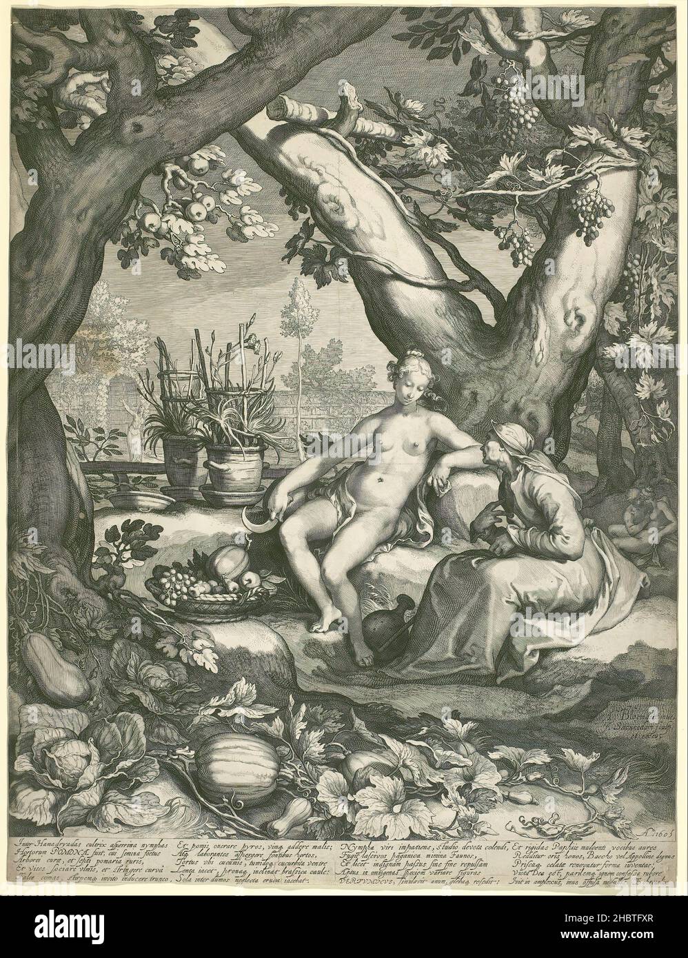 Jan Pietersz. Saenredam - Vertumnus Borrowing la figura di una vecchia donna per vincere l'amore di Pomona Foto Stock