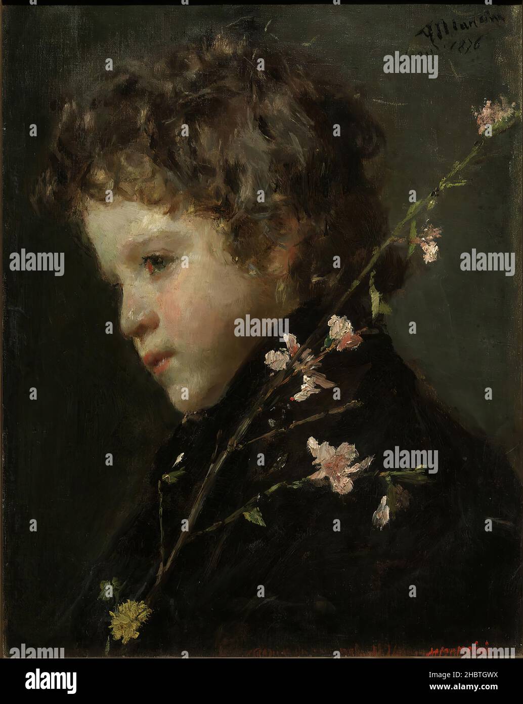 Fiori di mandorla - 1876 - olio su tela 47,6 x 37,5 cm - Mancini Antonio Foto Stock