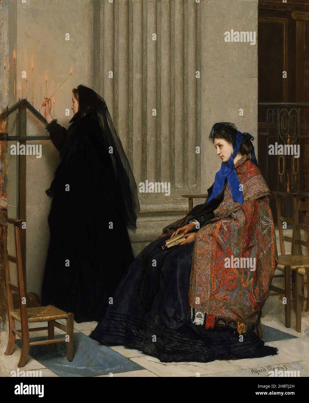 In Memoriam - 1861c. - olio su legno 55,2 x 44,5 cm - Stevens Alfred Foto Stock