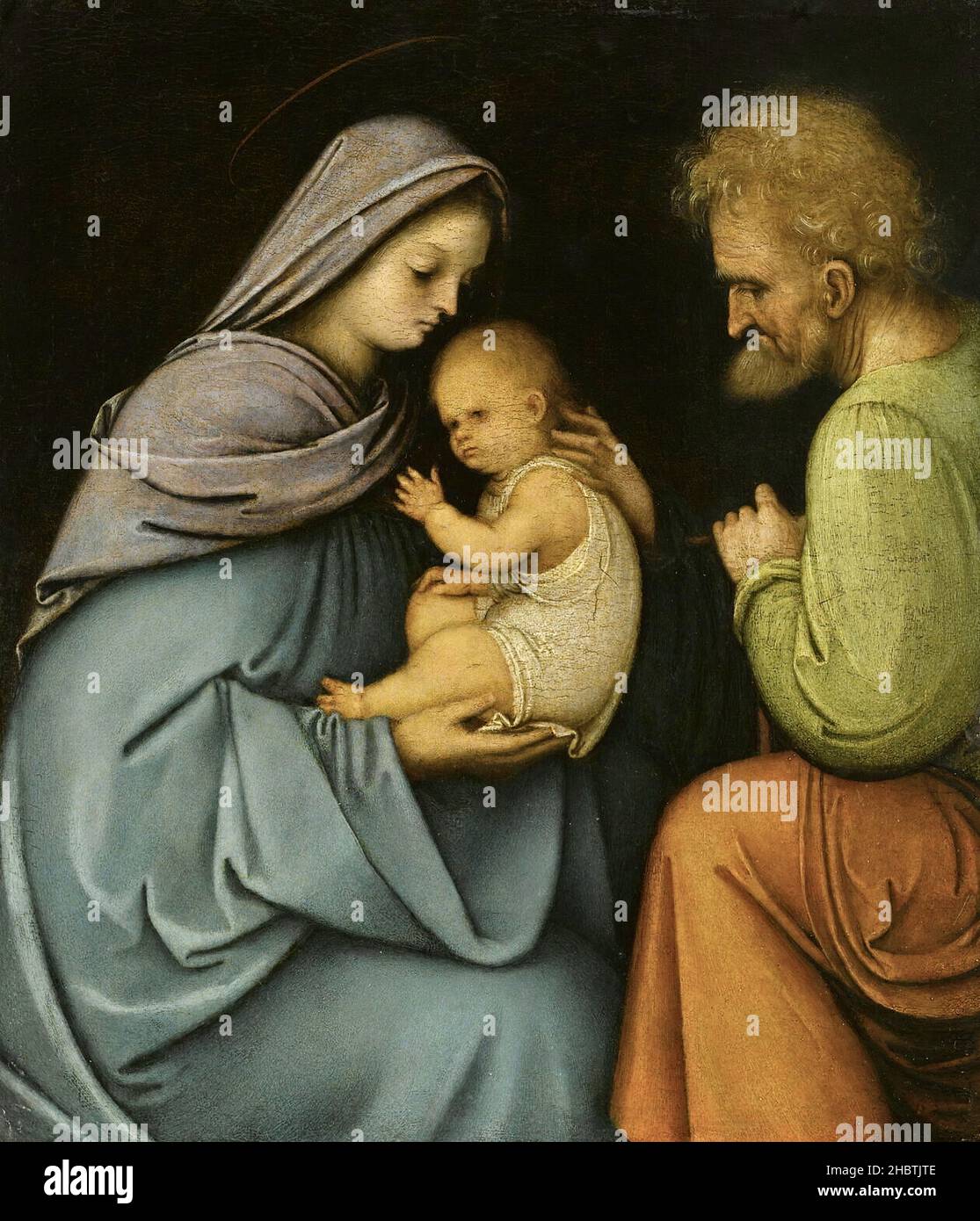 La Sainte Famille - 1500 25 - olio su legno 34 x 44,6 cm - da Lodi Giovanni Agostino Foto Stock