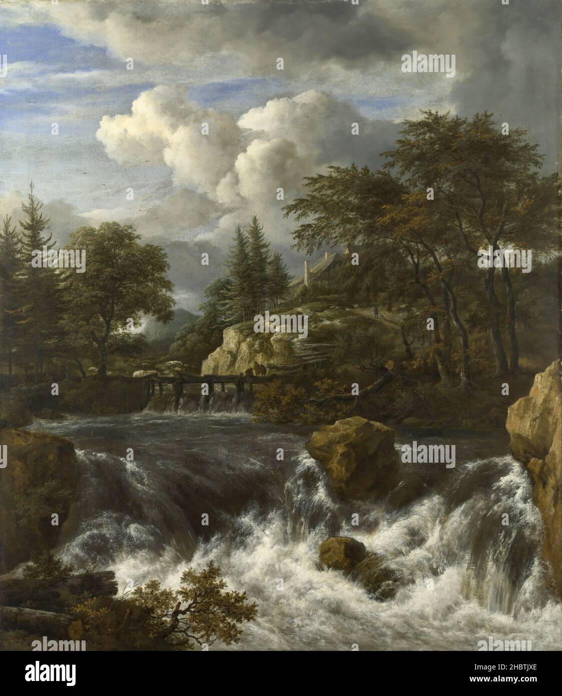 Una cascata in un paesaggio roccioso - 1660 70c. - olio su tela 98,5 x 85 cm - Van Ruisdael Jacob Foto Stock