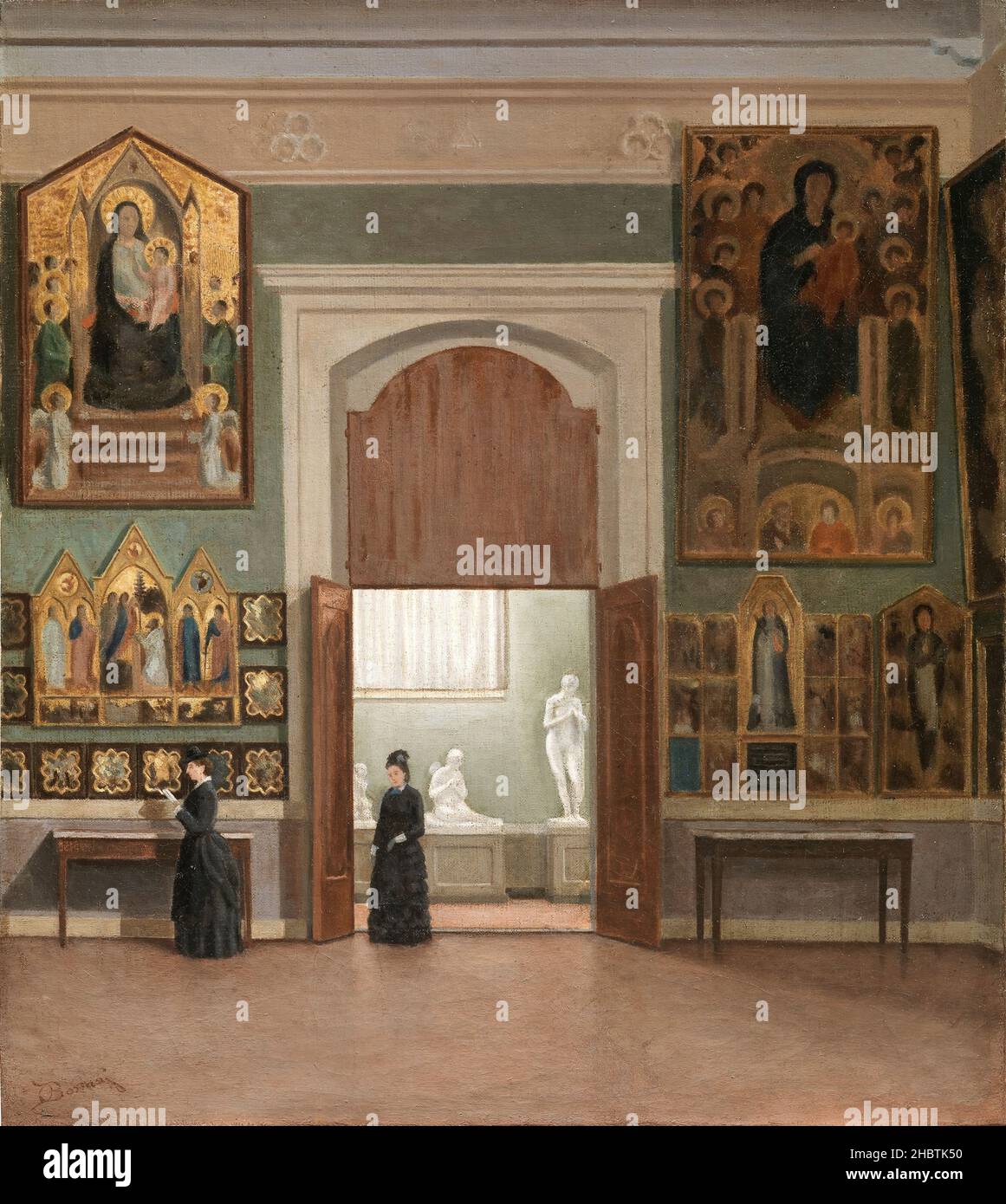 Alla Galleria dell'Accademia - 1860 70 - olio su tela 42 x 37 cm - Borrani Odoardo Foto Stock