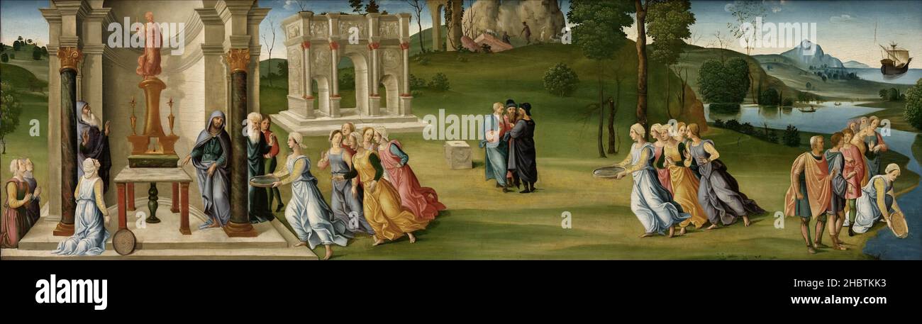 La vestale Tuccia - data sconosciuta - olio su legno 51 x 169,5 cm - Granacci Francesco Foto Stock