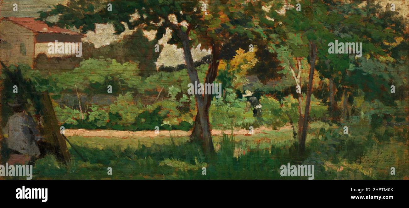 Fattori Giovanni - Collezione privata - Orto colonico - no date - olio sulla tavoletta 13 x 28,5 cm Foto Stock