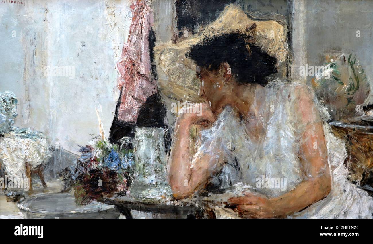 Donna alla toeletta - 1907 08 - olio su tela 59,5 x 100 cm - Mancini Antonio Foto Stock