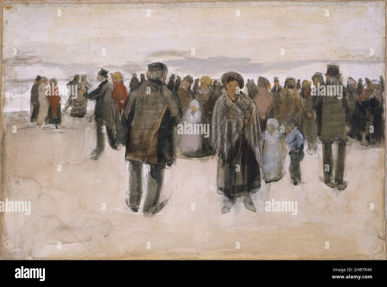 Spiaggia di Scheveningen people passeggiando sulla spiaggia - 1882 - acquerello e carboncino su carta 34,3 x 51,4 cm - Van Gogh Vincent Foto Stock