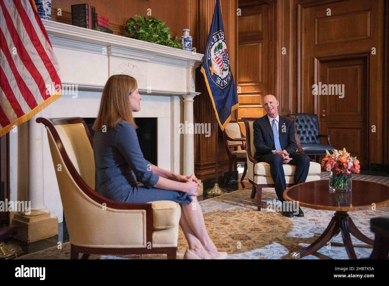 Il senatore Rick Scott incontra il giudice Amy Coney Barrett ca. 29 settembre 2020 Foto Stock