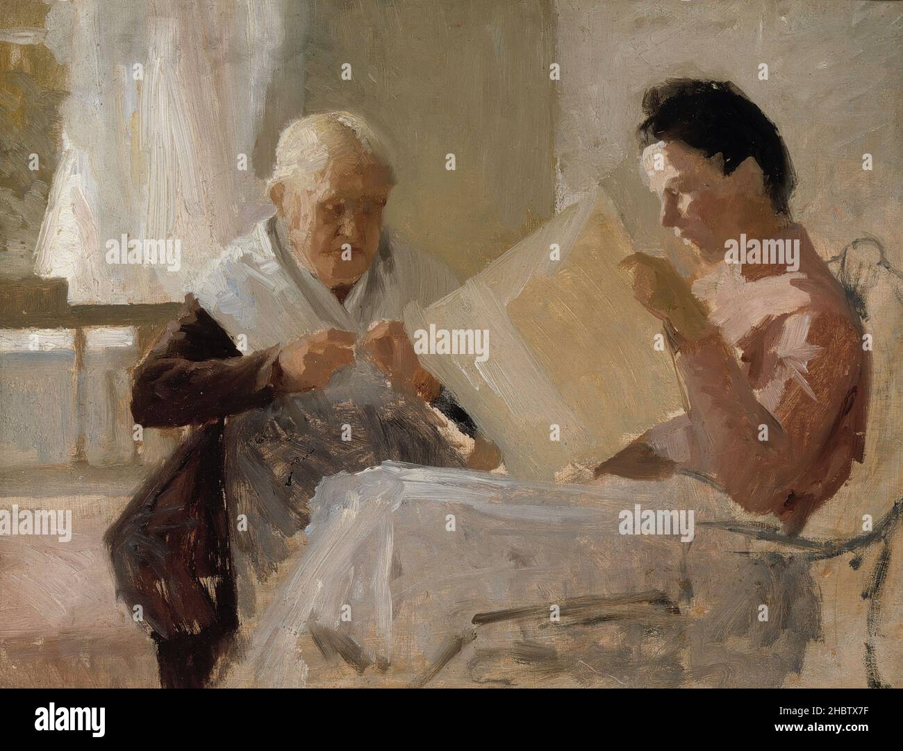 Annie Edelfelt con Fredrika Snygg - 1888 - olio su tela 31 x 41 cm - Edelfelt Albert Foto Stock
