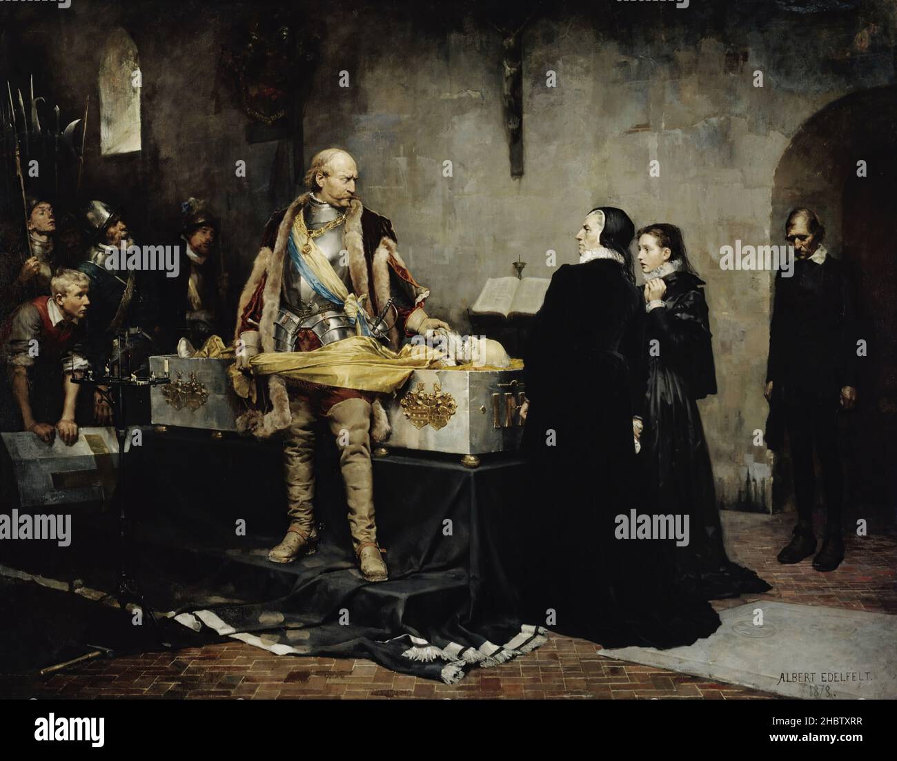 Duca Karl Inonlting il cadavere di Klaus Fleming - 1878 - olio su tela 157 x 202 cm - Edelfelt Albert Foto Stock