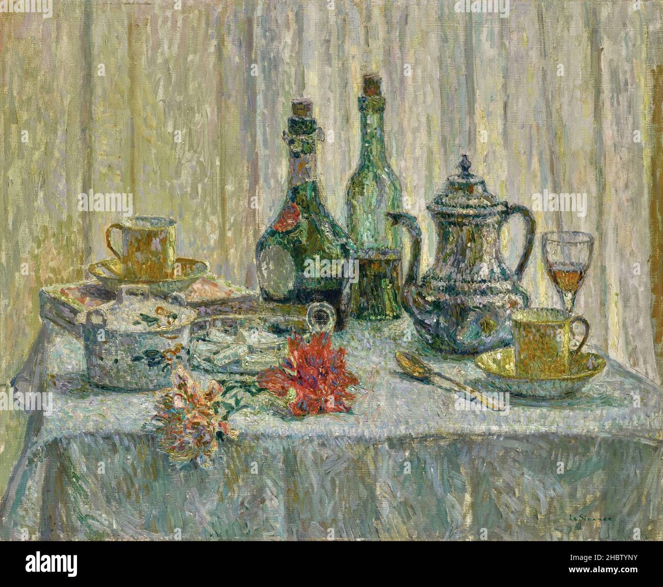 Le Sidaner Henri - Collezione privata - la table devant la fenêtre - 1921 - olio su tela 60,8 x 73 cm Foto Stock