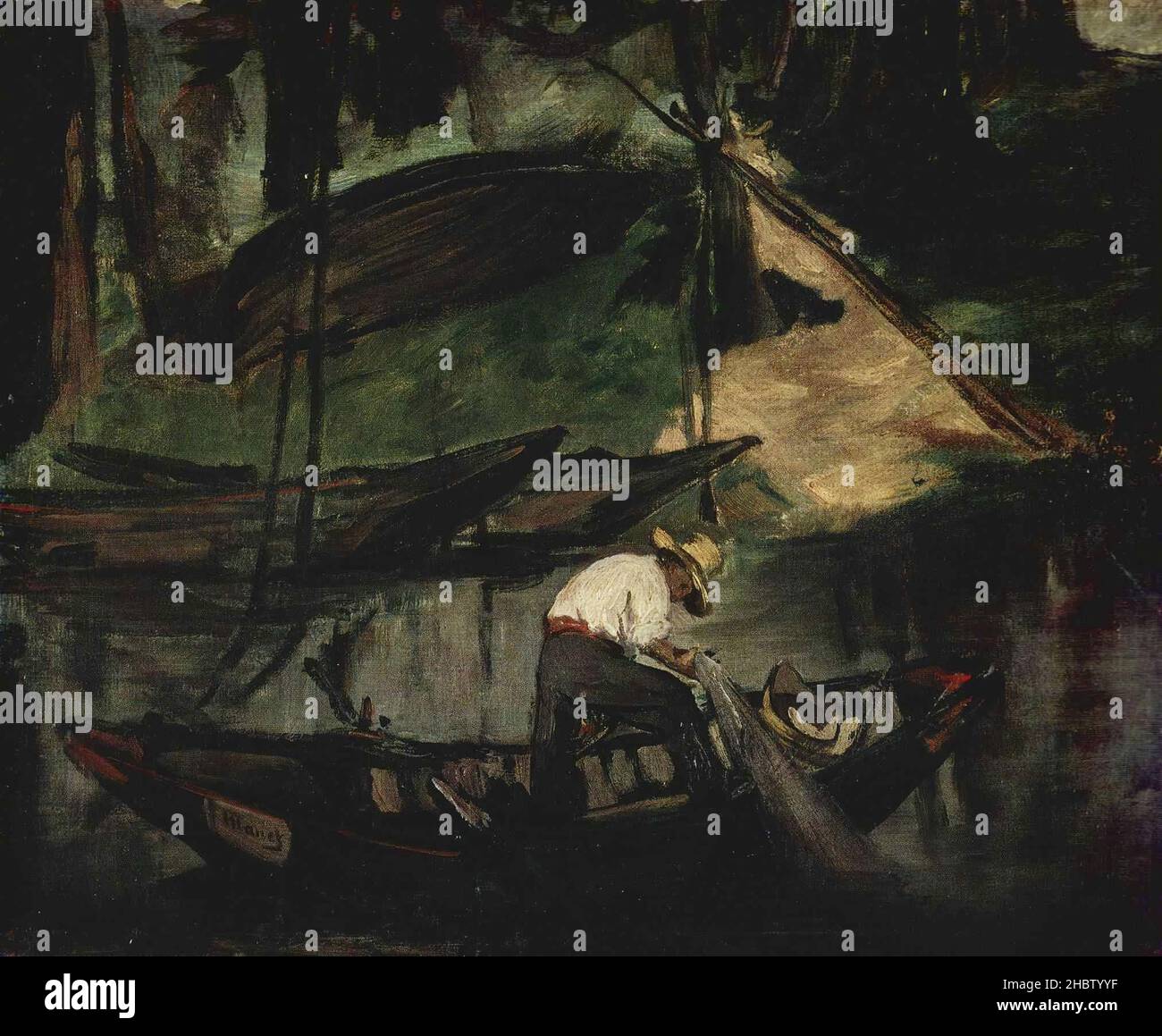 Le pêcheur - 1862c. - olio su tela 46 x 56 cm - Manet Édouard Foto Stock