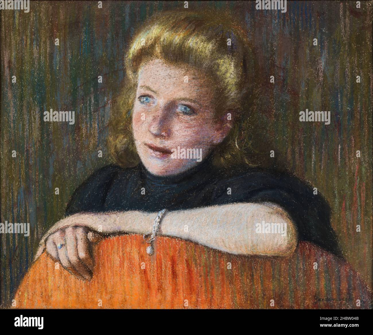 Donna con occhi azzurri - 1894 00 - pastello su carta 45 x 37 cm - Zandomeneghi Federico Foto Stock