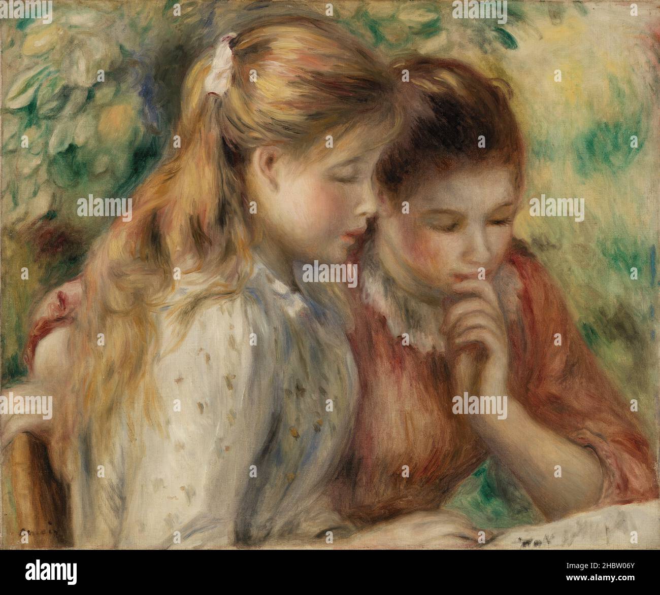 La Lecture - 1891c. - olio su tela 46 x 56 cm - Renoir Auguste Foto Stock