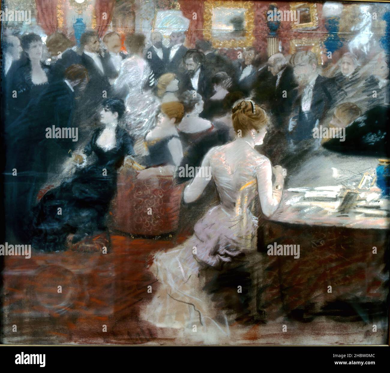 Il salotto della principessa Matilde - 1883 - pastello su carta 71 x 80 cm - De Nittis Giuseppe Foto Stock