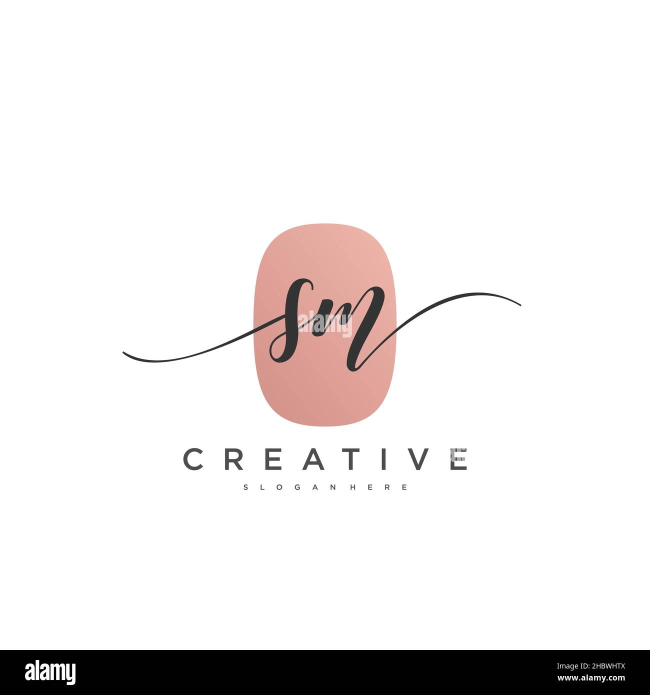 SM calligrafia iniziale minimalista modello di logo geometrico arte vettoriale, Logo per la bellezza d'affari, la moda, e altre arti Illustrazione Vettoriale