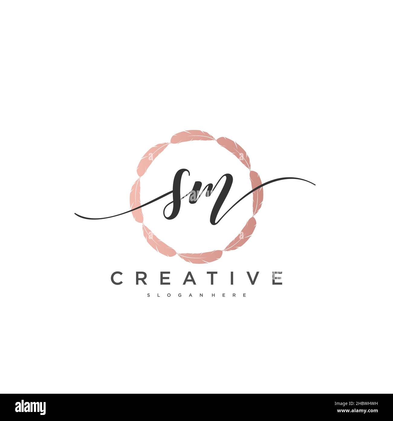 SM calligrafia iniziale minimalista modello di logo geometrico arte vettoriale, Logo per la bellezza d'affari, la moda, e altre arti Illustrazione Vettoriale