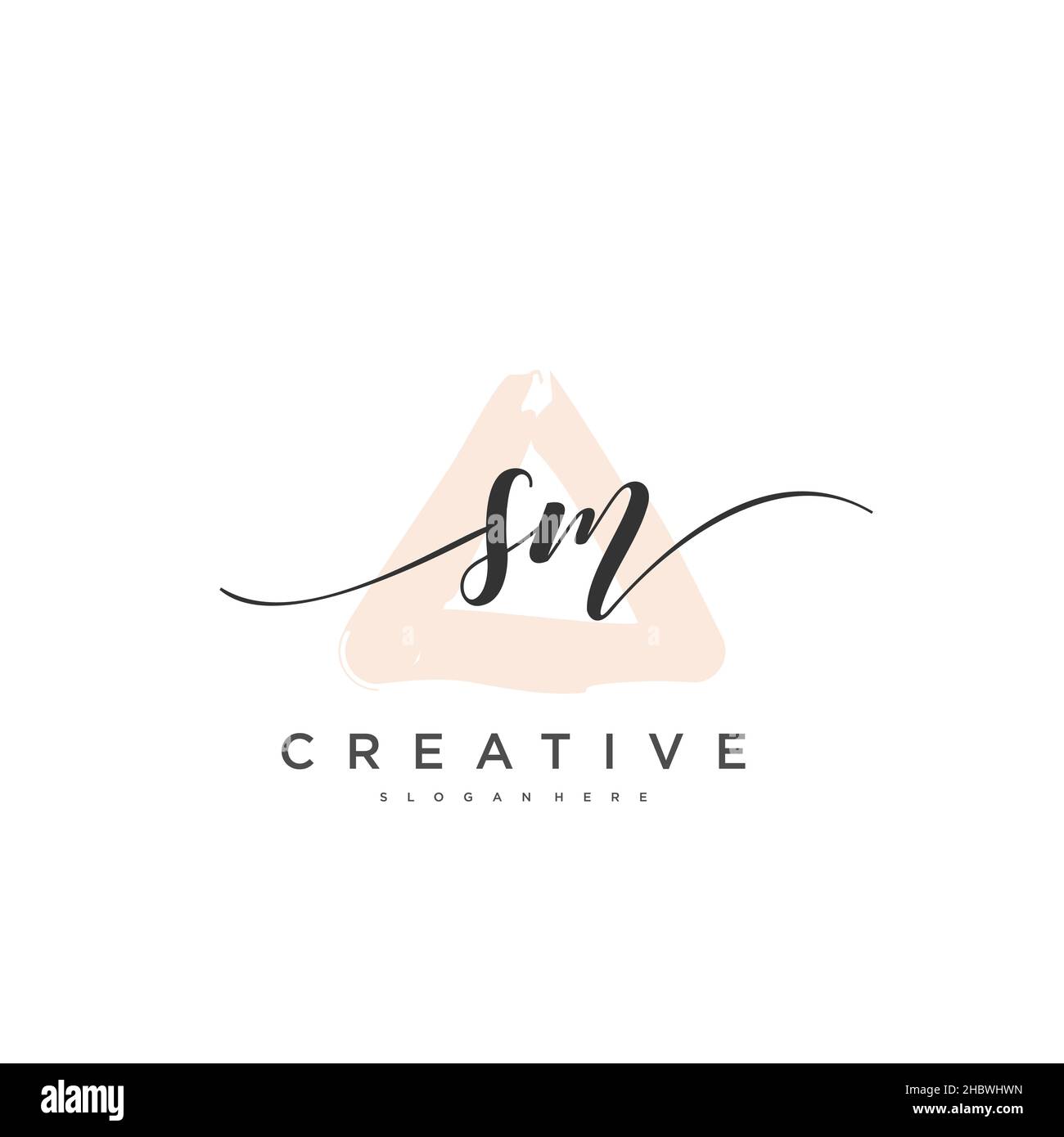 SM calligrafia iniziale minimalista modello di logo geometrico arte vettoriale, Logo per la bellezza d'affari, la moda, e altre arti Illustrazione Vettoriale