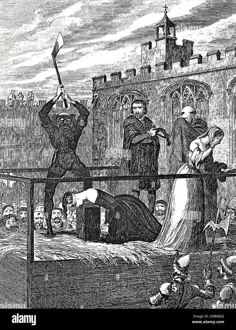 L'esecuzione di Lady Jane Gray, che aveva regnato come Regina d'Inghilterra per 9 giorni, il 12th Fabruary 1554 Foto Stock
