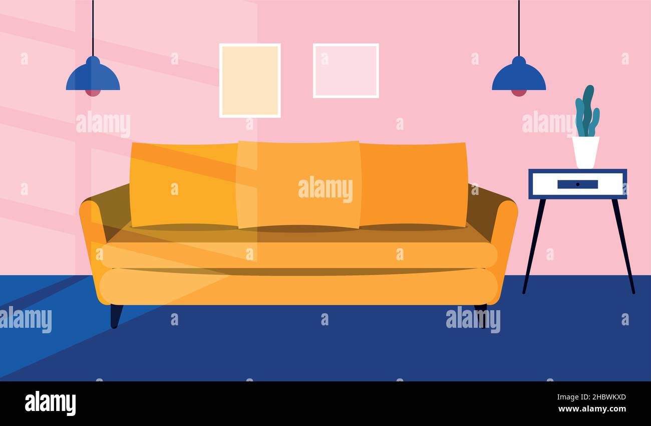 Soggiorno. Illustrazione vettoriale in design piatto. Illustrazione Vettoriale