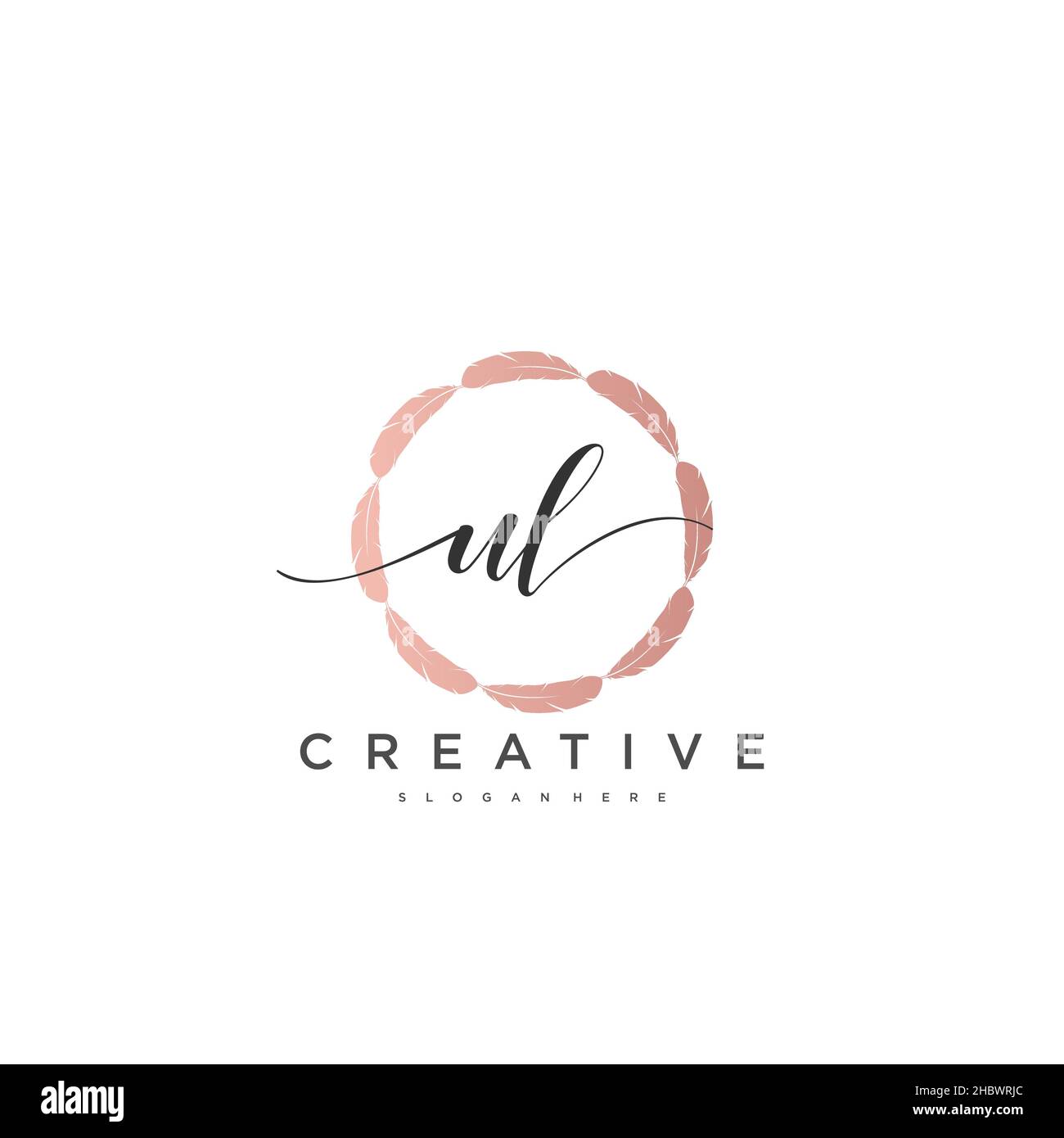 UL calligrafia iniziale minimalista modello di logo geometrico arte vettoriale, Logo per la bellezza d'affari, la moda e altre opere d'arte Illustrazione Vettoriale