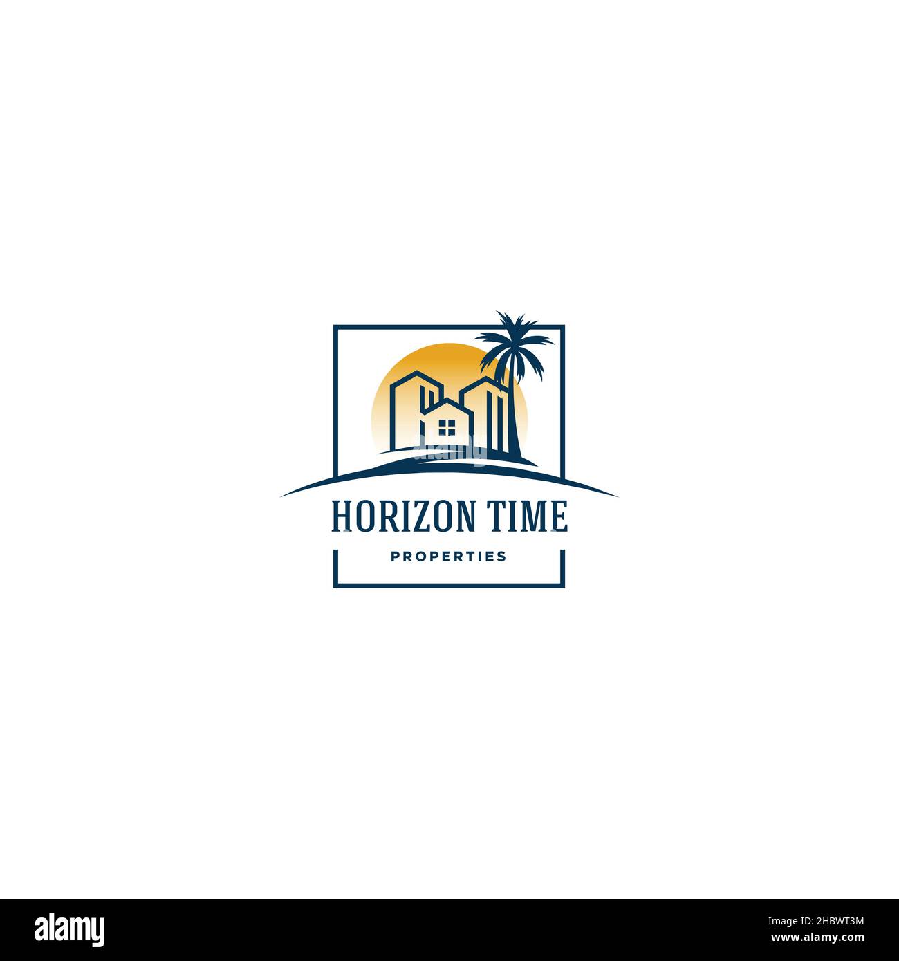 Design moderno design piatto semplice Horizon Time Logo design Illustrazione Vettoriale