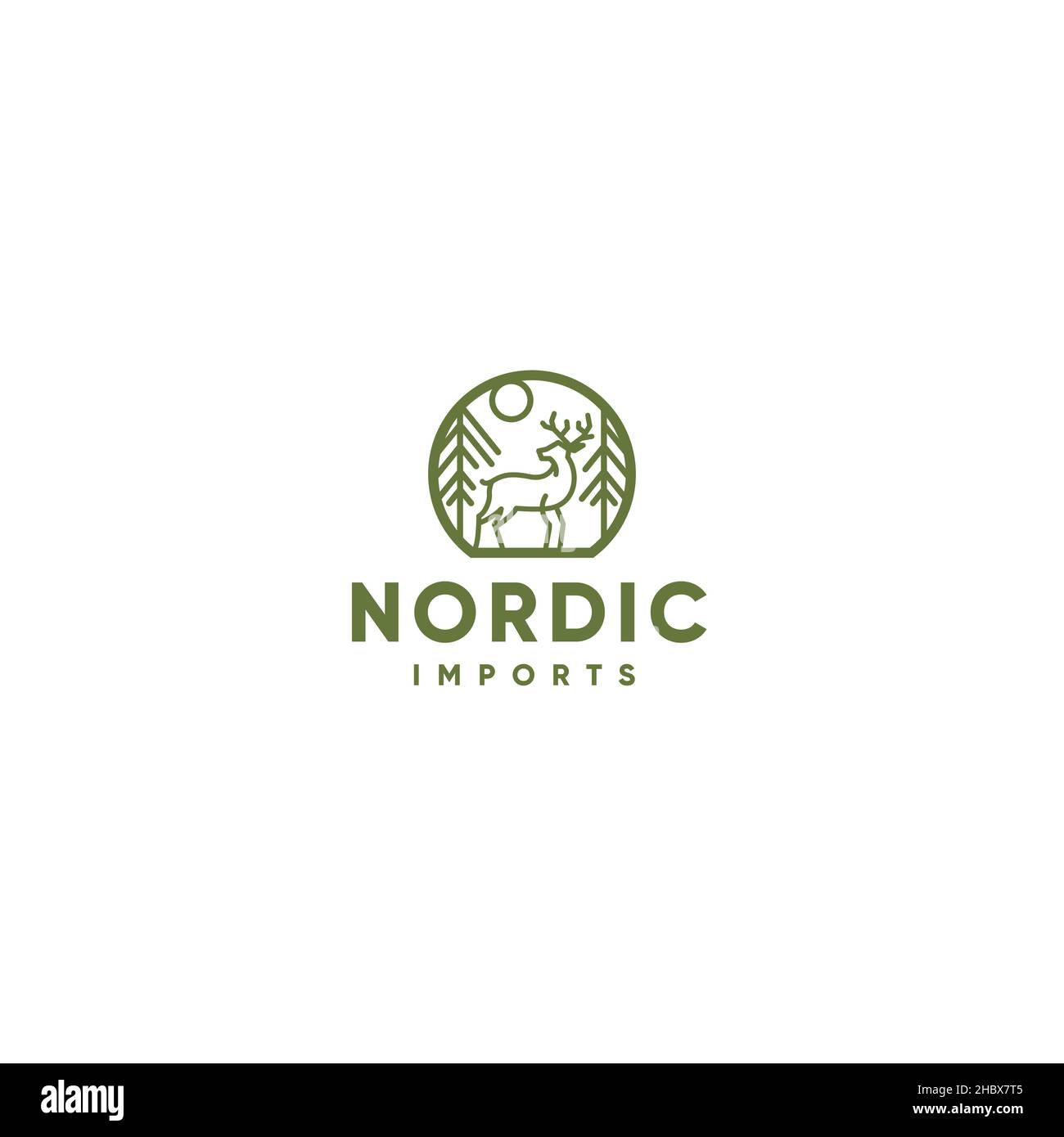 Design piatto minimalista Nordic importa logo design Illustrazione Vettoriale