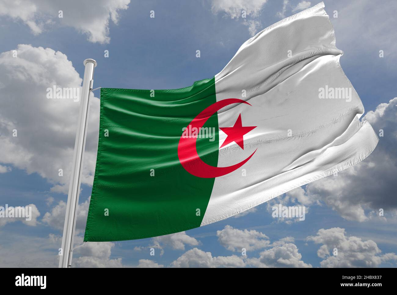 Bandiera della bandiera nazionale algerina Foto Stock