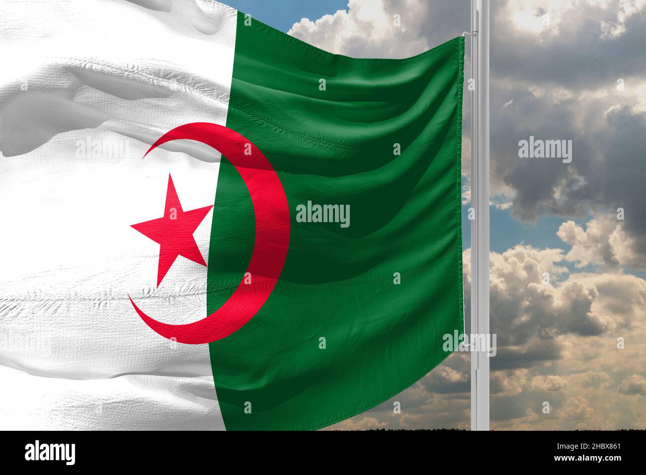 Bandiera della bandiera nazionale algerina Foto Stock