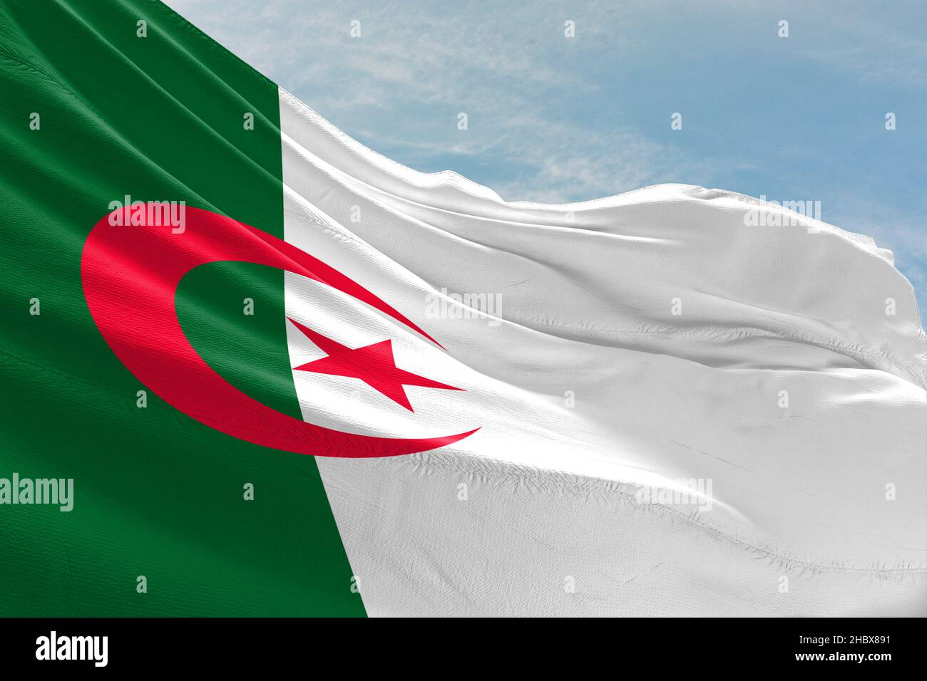 Bandiera della bandiera nazionale algerina Foto Stock