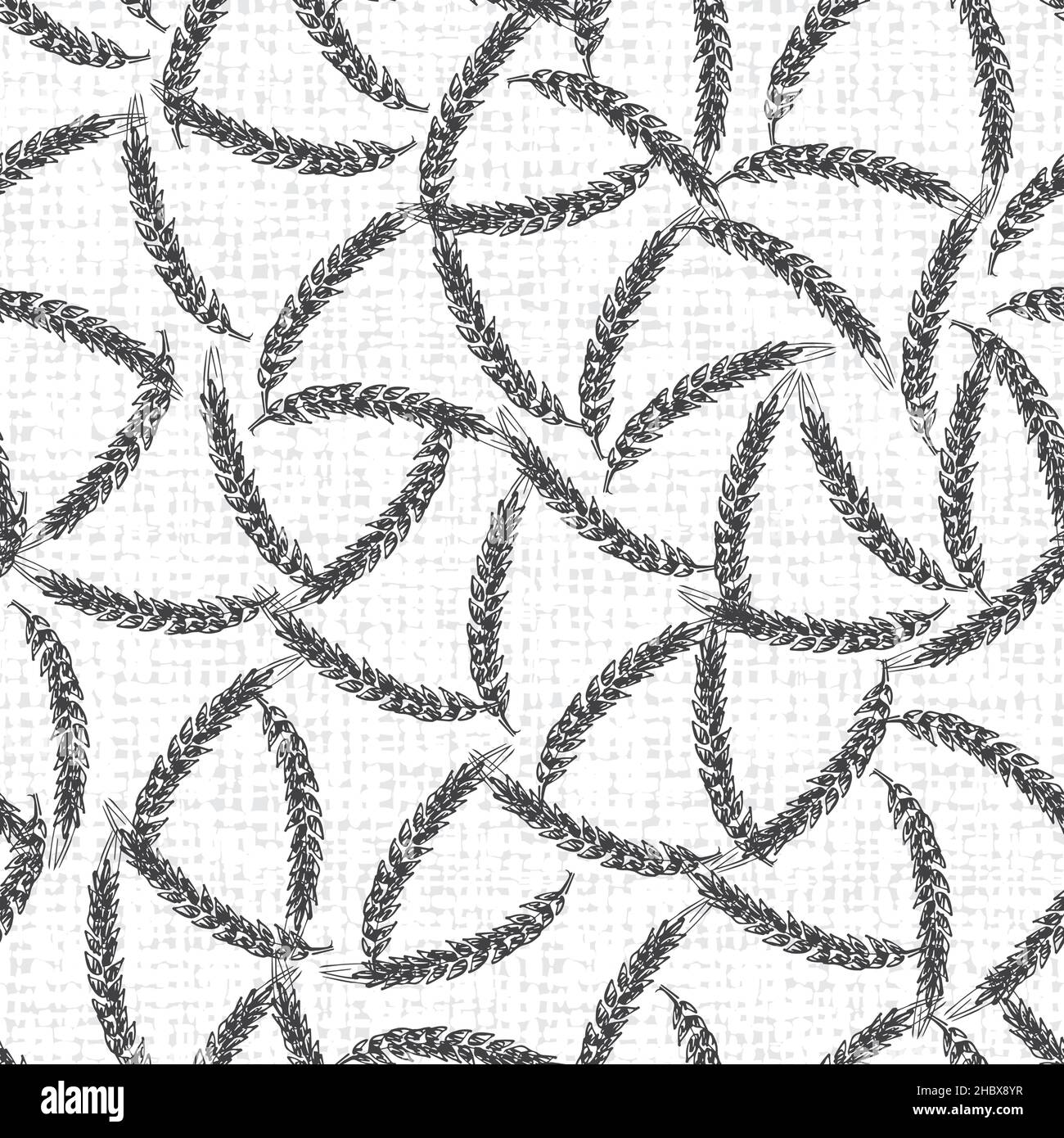 Bianco vettoriale elegante germogli di grano motivo sparso 07 con sfondo di tela. Adatto per tessuti, menu da caffè e carta da parati. Illustrazione Vettoriale