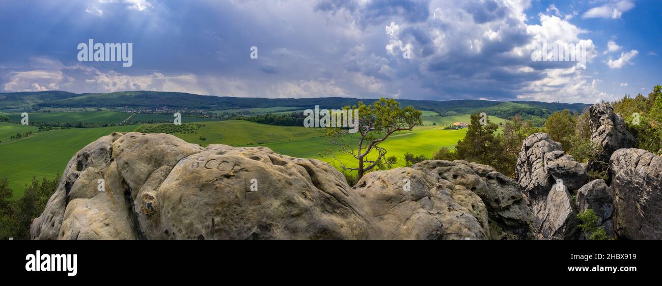 Blick von der Teufelsmauer Foto Stock