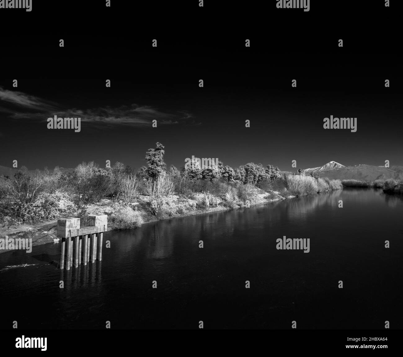 Paesaggio bianco e nero a infrarossi Foto Stock