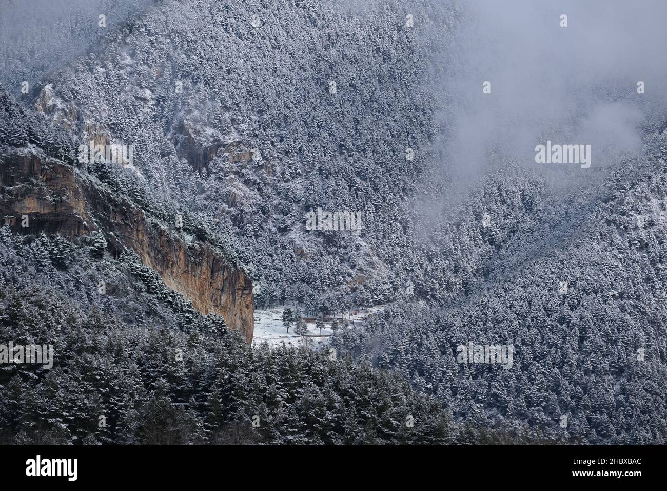Texture in montagna in inverno. Strutture invernali Foto Stock