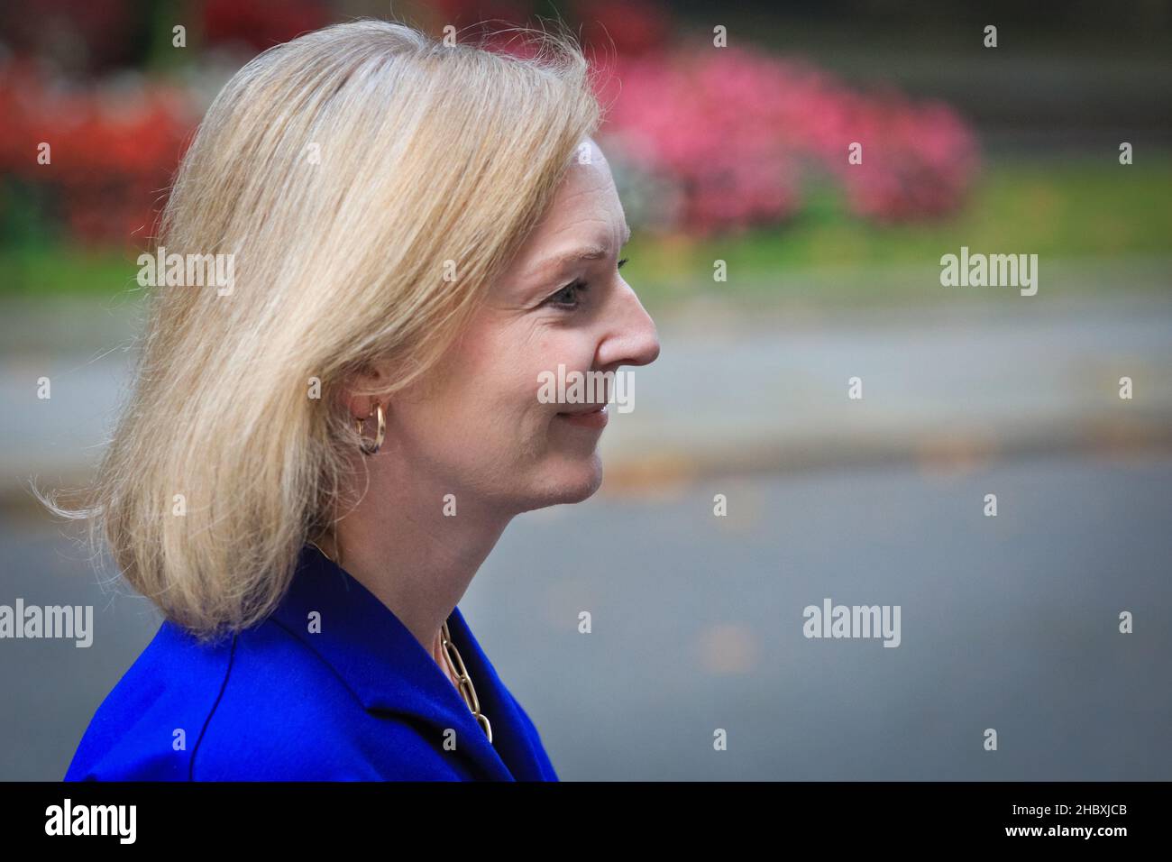 Liz Truss, deputato di Elizabeth Truss, politico del partito conservatore britannico, ministro, ministro degli Affari esteri, Downing Street, Westminster Foto Stock