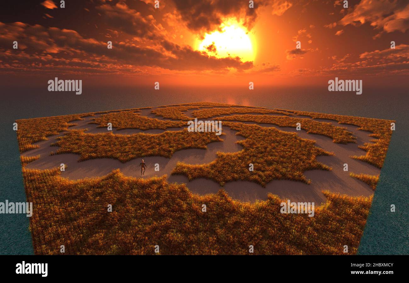 Camminando attraverso Un cerchio di ritaglio Foto Stock