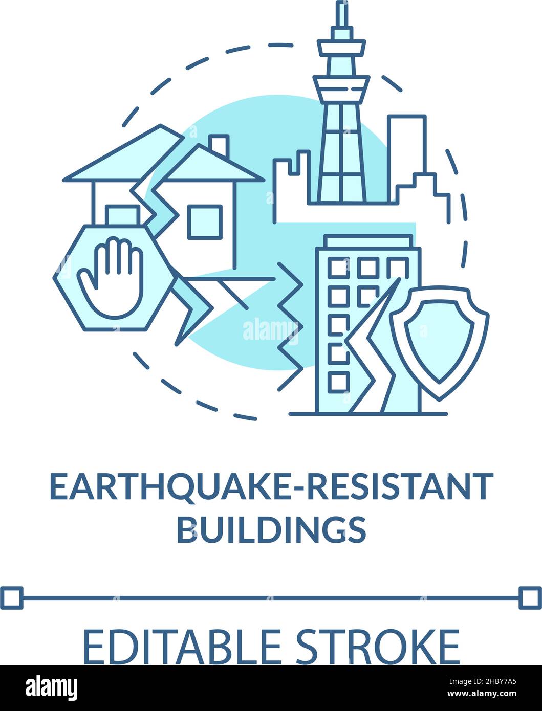 Edifici resistenti al terremoto turchese concetto icona Illustrazione Vettoriale