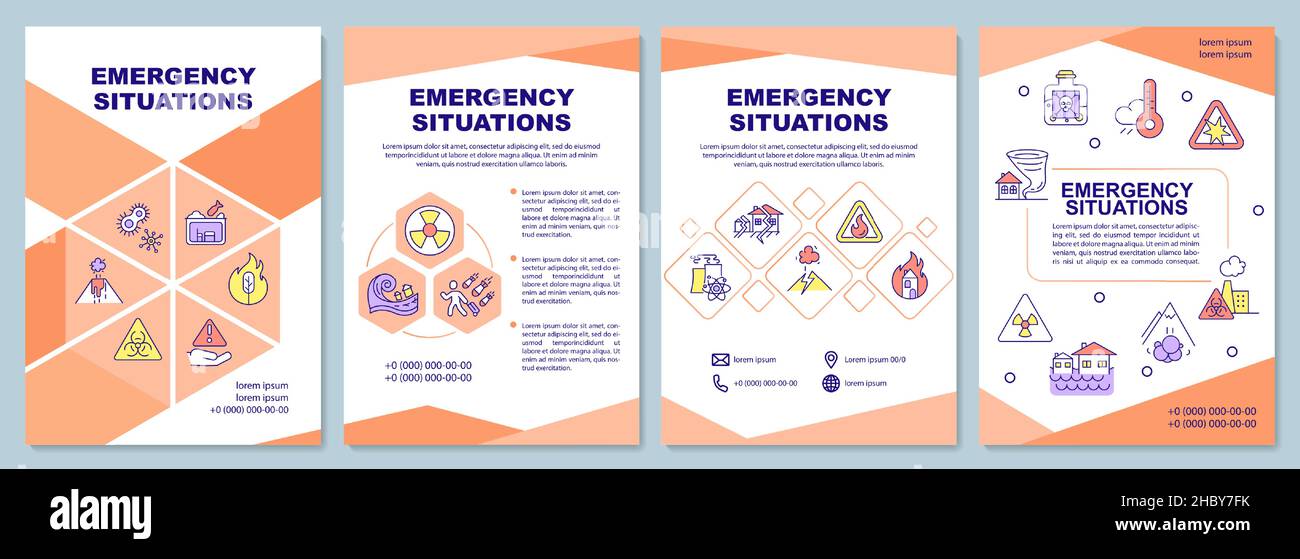 Modello della brochure situazioni di emergenza Illustrazione Vettoriale