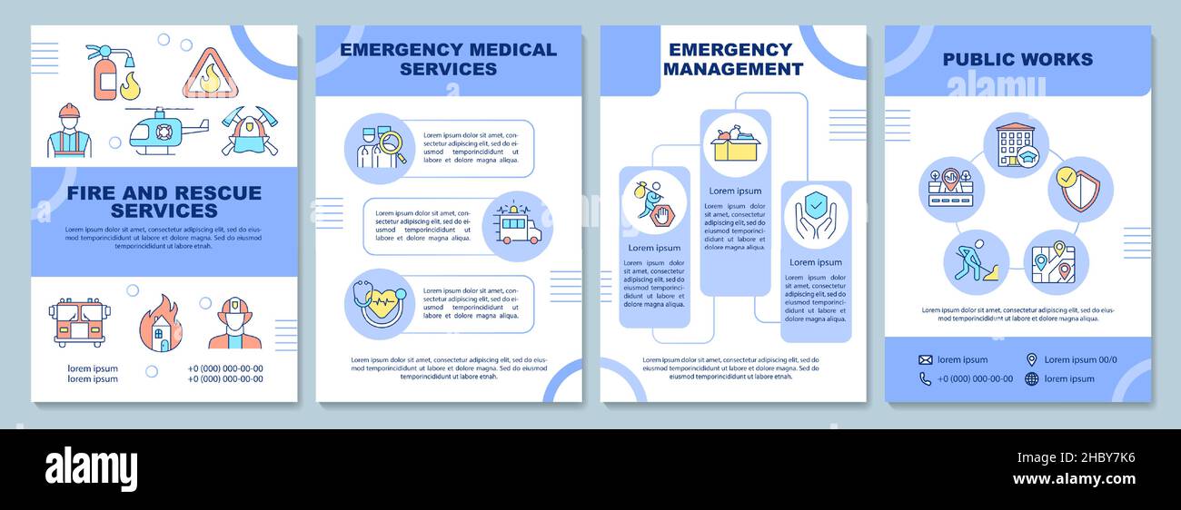 Modello di brochure per i servizi di emergenza Illustrazione Vettoriale