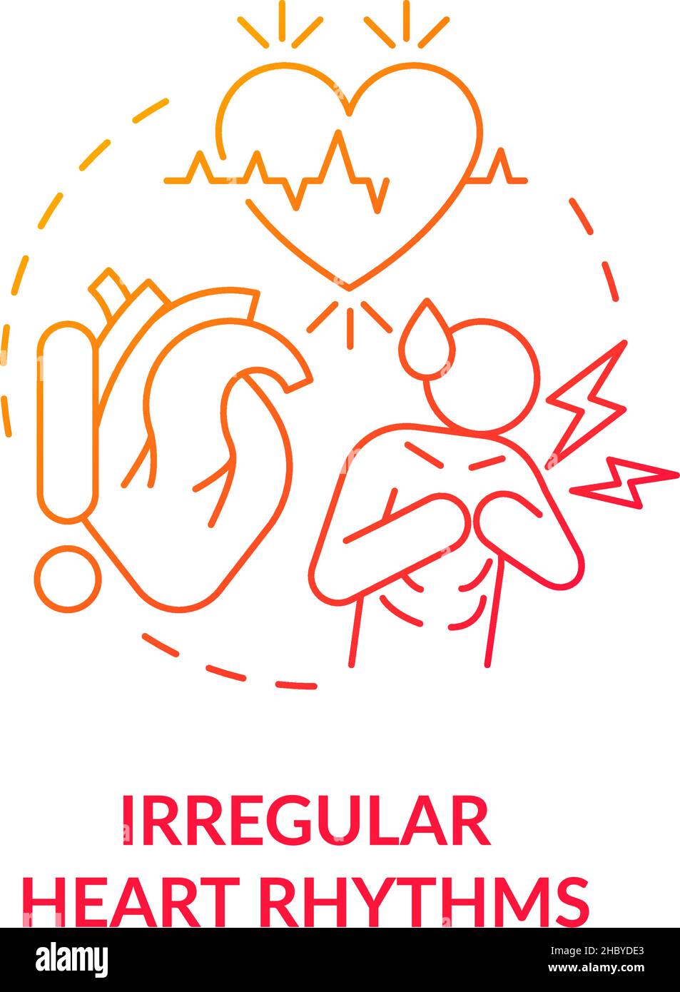 Ritmo cardiaco irregolare icona del concetto di gradiente rosso Illustrazione Vettoriale