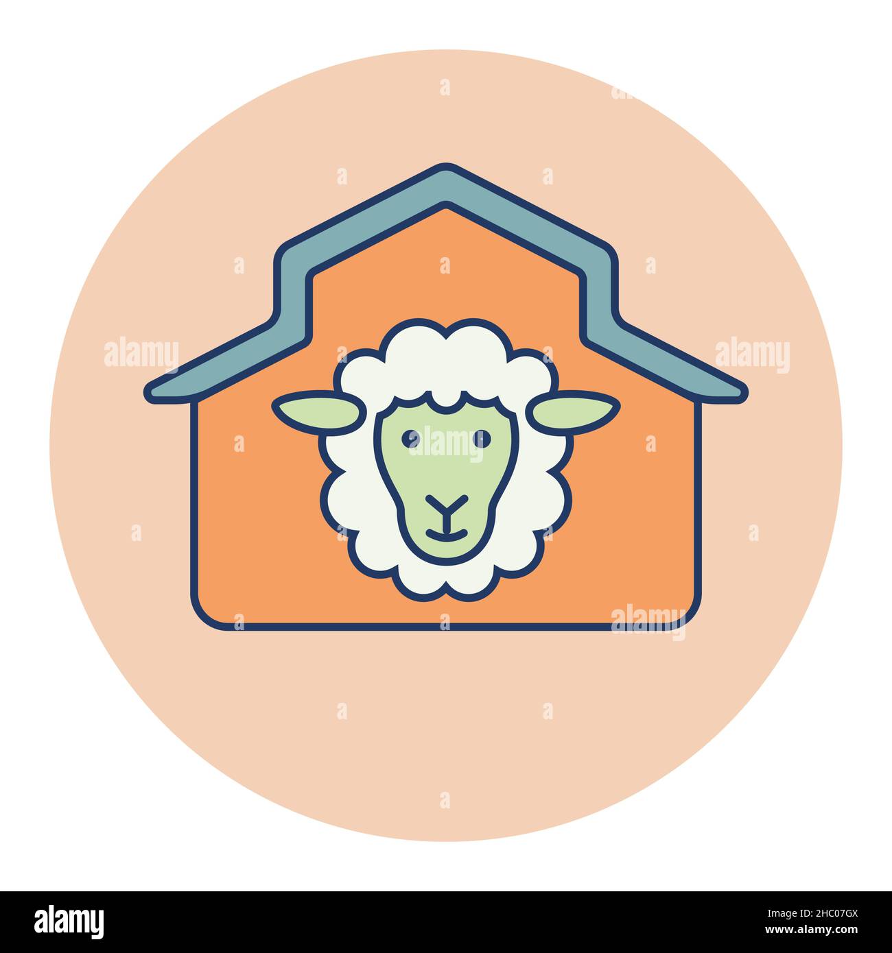 Icona della casa di pecora piatta. Cartello animali da fattoria. Simbolo grafico per la progettazione del sito Web, il logo, l'app, l'interfaccia utente. Illustrazione vettoriale Illustrazione Vettoriale