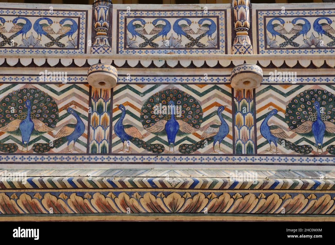 Primo piano della porta di pavone, City Palace a Jaipur Foto Stock