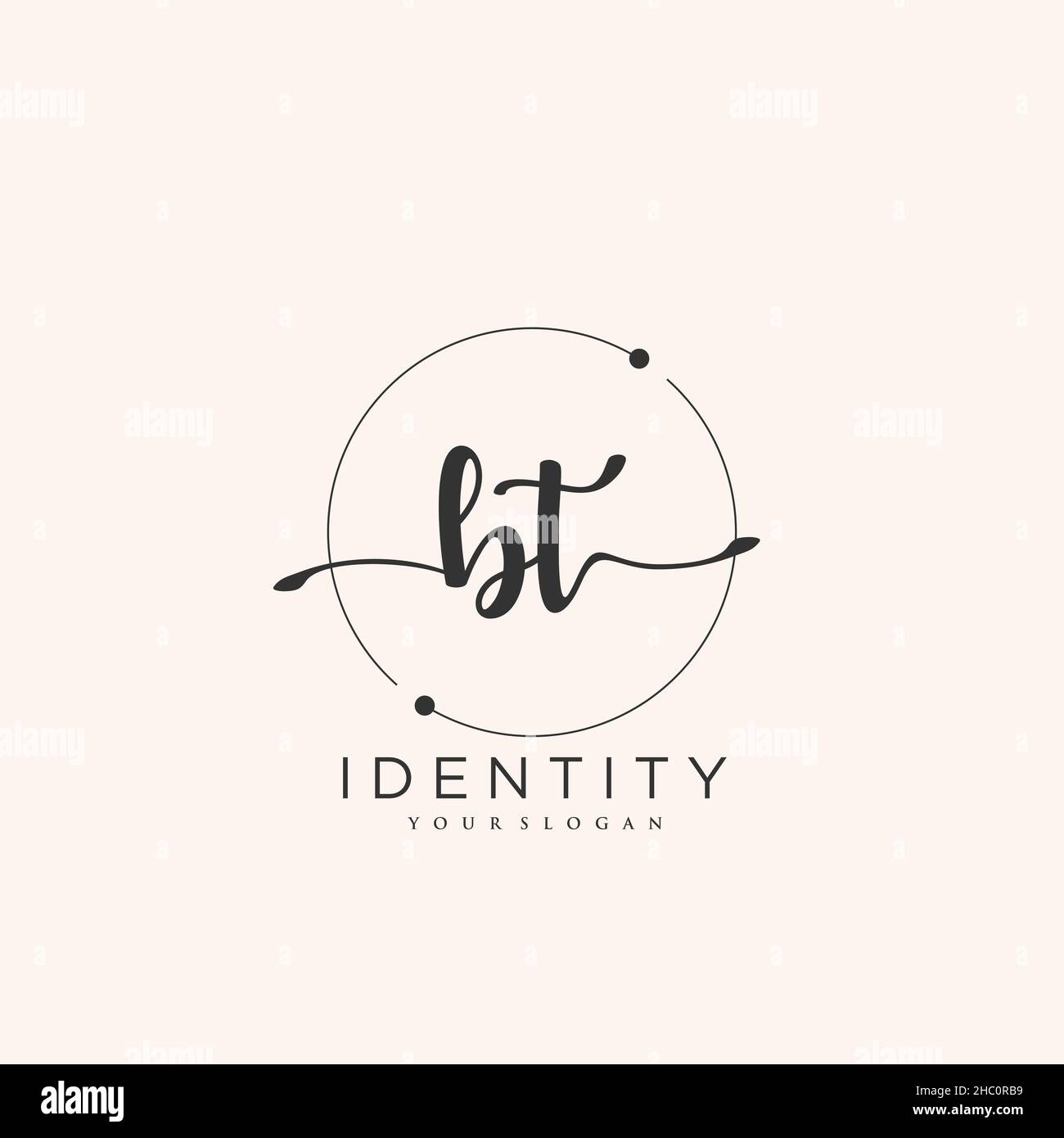 BT Handwriting logo arte vettoriale di firma iniziale, matrimonio, moda, gioielleria, boutique, floreale e botanica con modello creativo per qualsiasi azienda Illustrazione Vettoriale