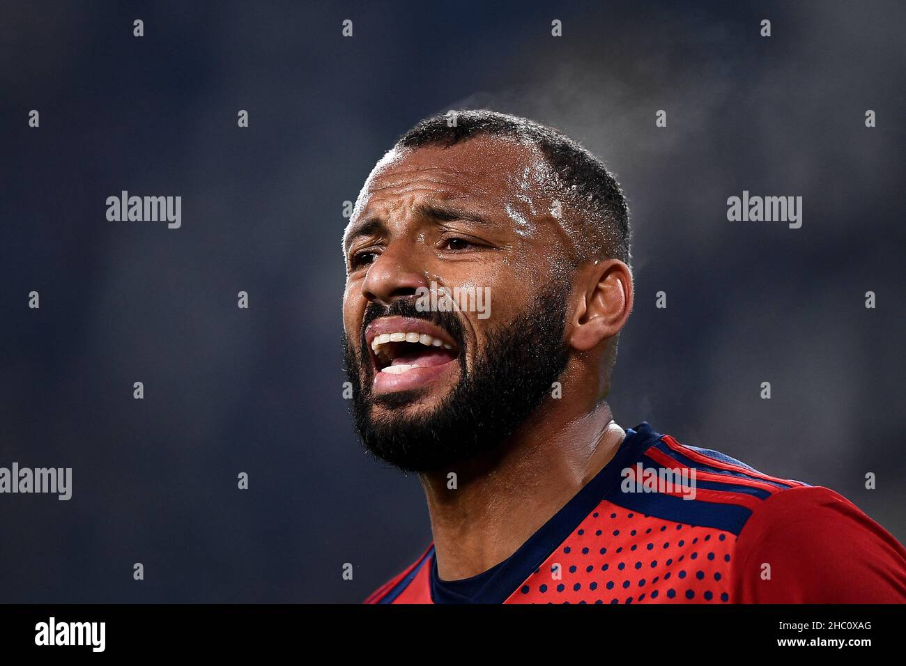 Torino, Italia. 21 dicembre 2021. Joao Pedro di Cagliari Calcio reagisce durante la Serie A una partita di calcio tra Juventus FC e Cagliari Calcio. Credit: Nicolò campo/Alamy Live News Foto Stock