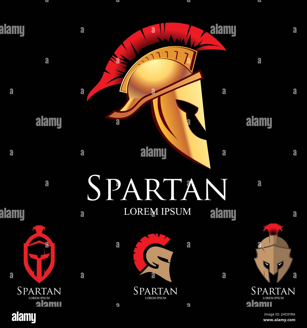 Set logo tema casco Spartan. Vector Illustrazione Vettoriale