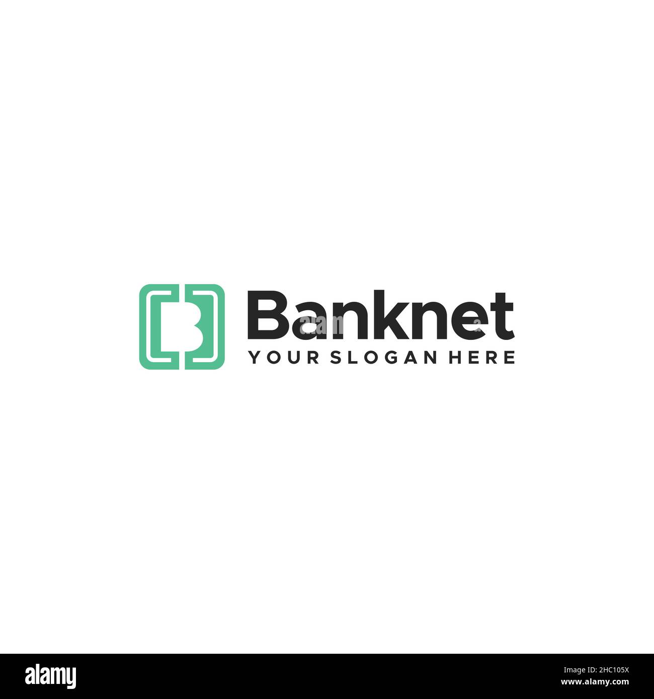 Design del logo B BANK NET iniziale con lettera piatta Illustrazione Vettoriale