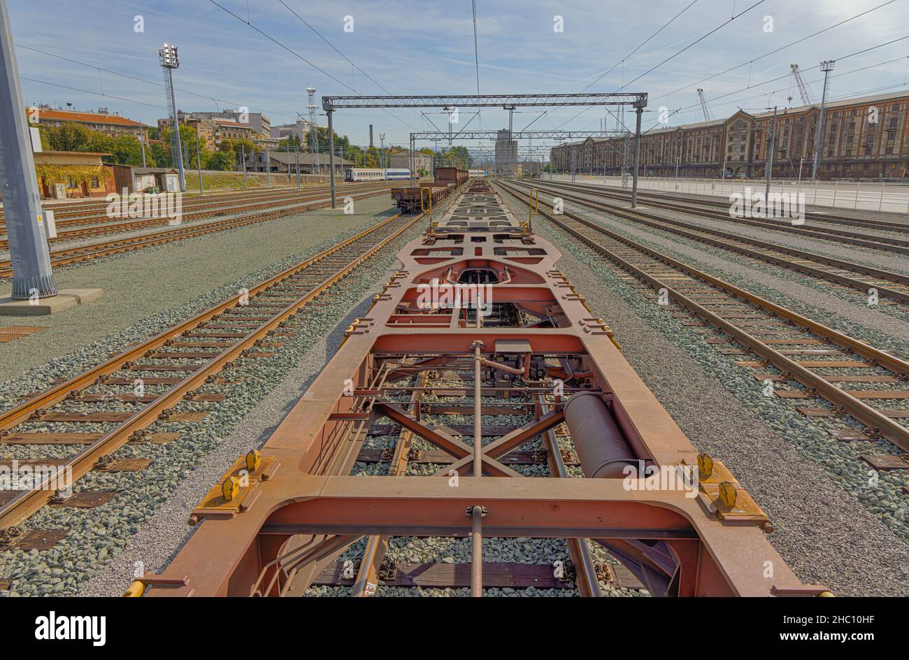 Treni merci sulle rotaie Foto Stock