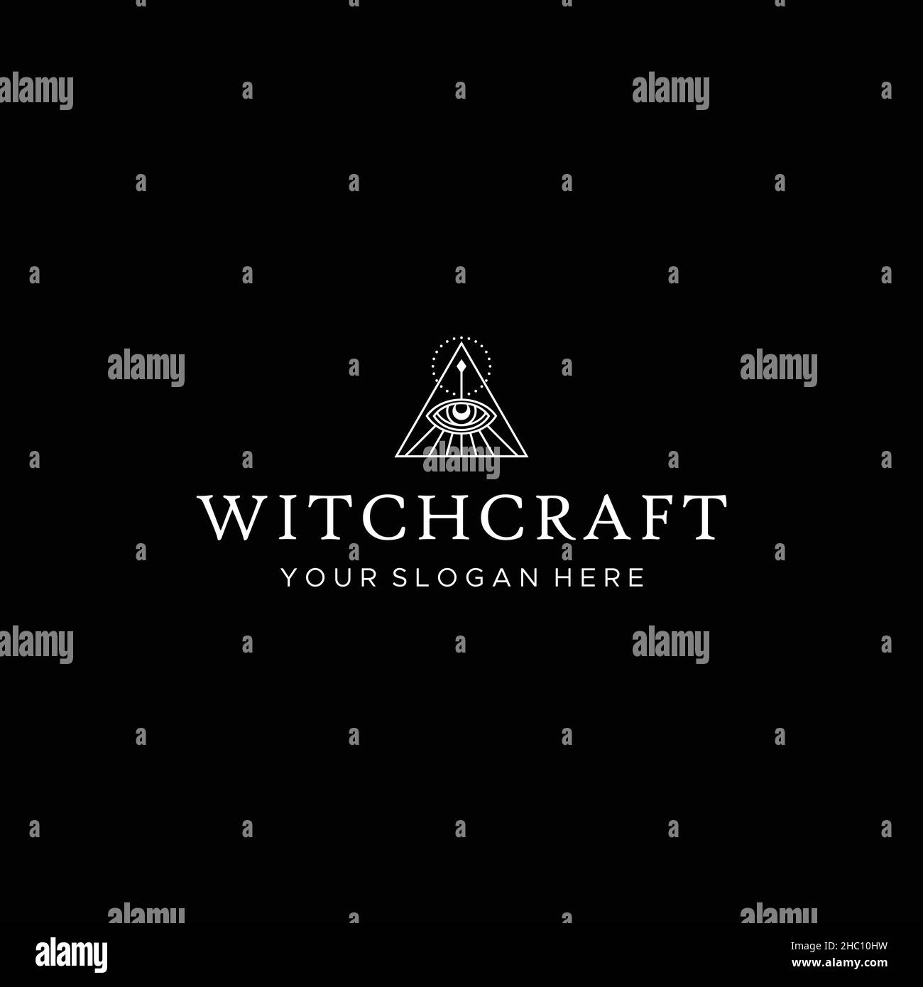 Design minimalista design piatto WITCH CRAFT logo design Illustrazione Vettoriale