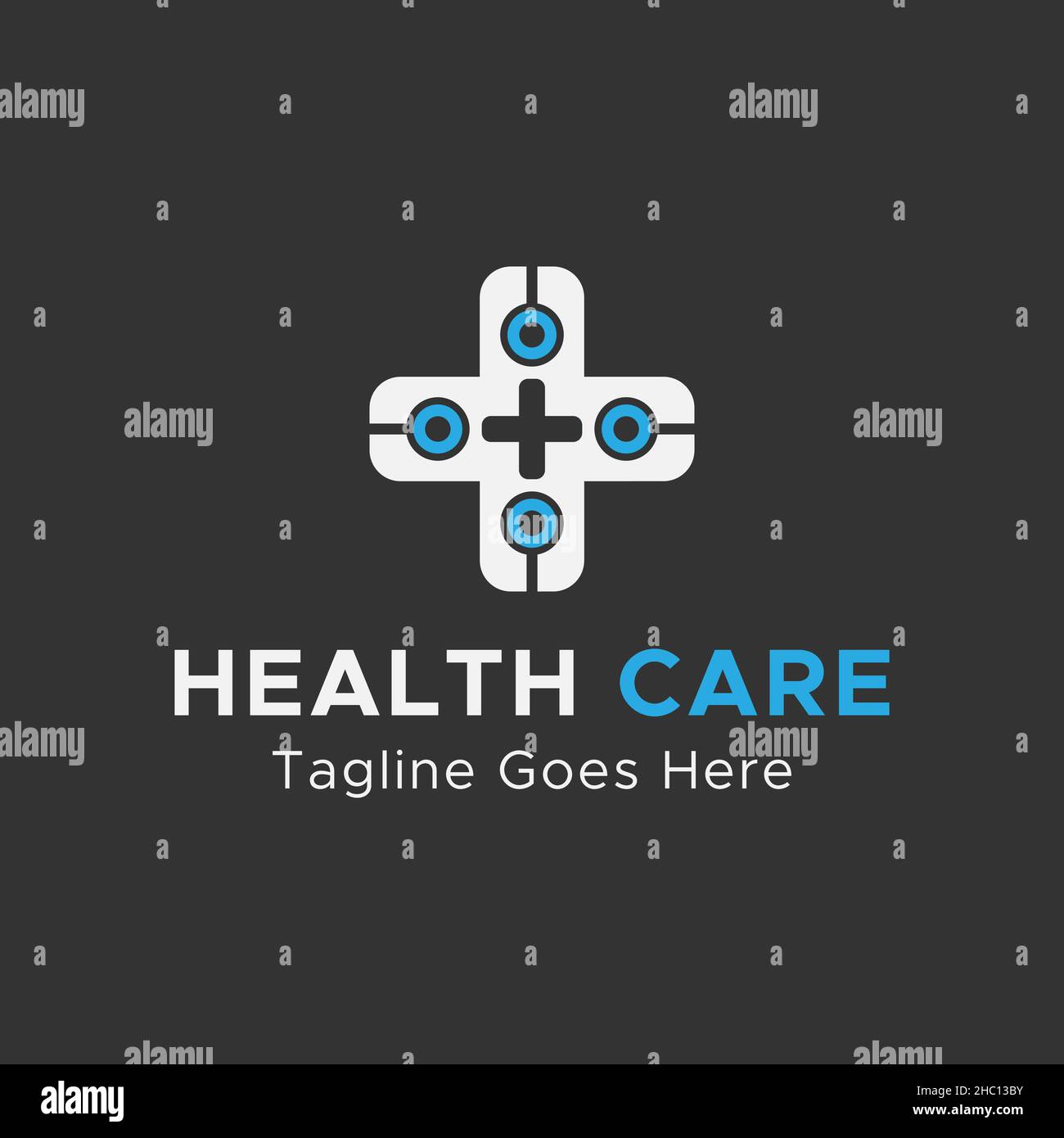 Logo Heath Care.Logo Medical Care. Colore blu e bianco. Logo Abstract minimalista. Illustrazione Vettoriale