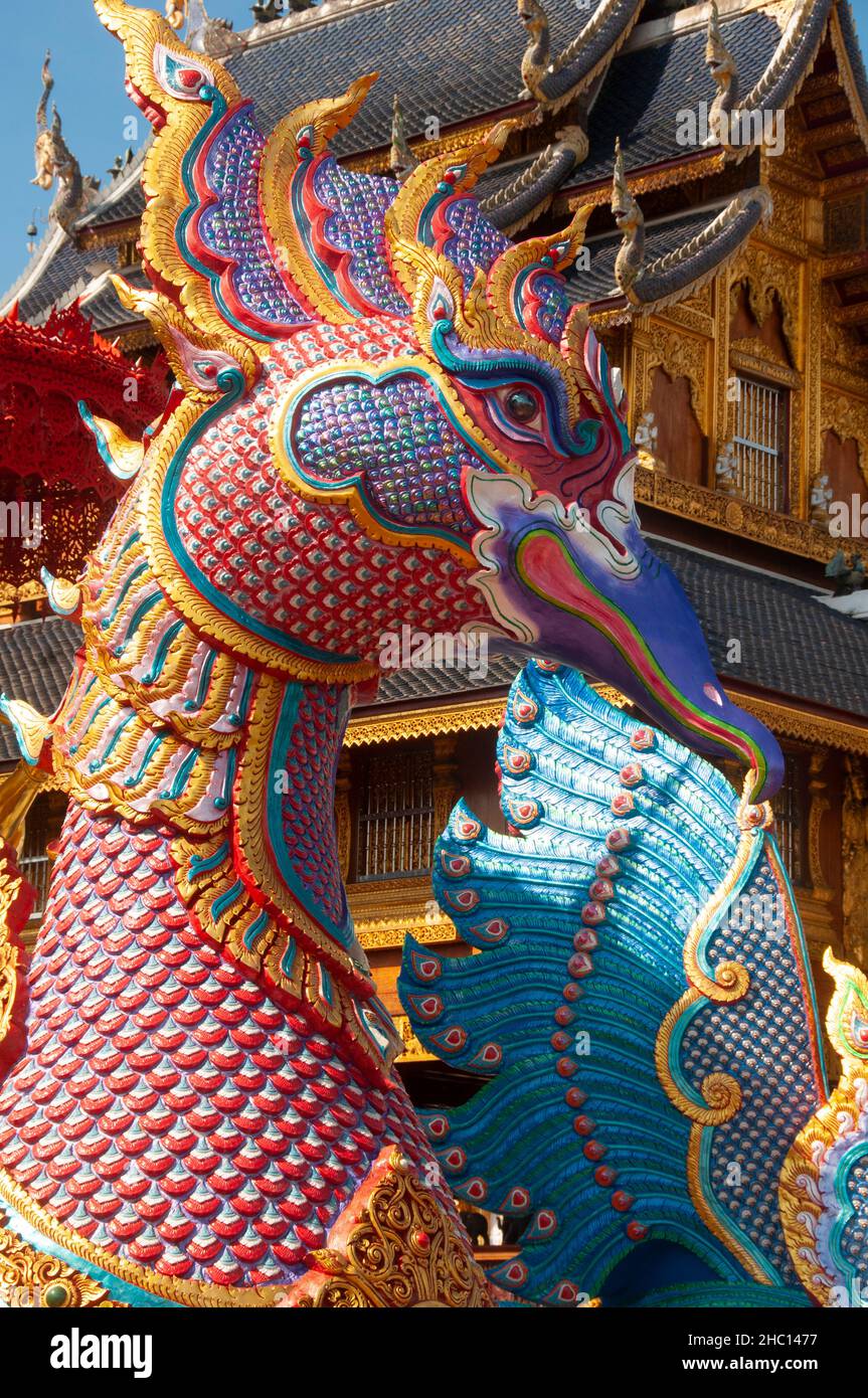 Thailandia: Amsa o oca sacra a Wat Ban Den, Ban Inthakin, distretto di Mae Taeng, Chiang mai. Il Wat Ban Den, noto anche come Wat Bandensali si Mueang Kaen, è un grande complesso di templi buddisti a nord della città di Chiang mai, nel nord della Thailandia. Foto Stock