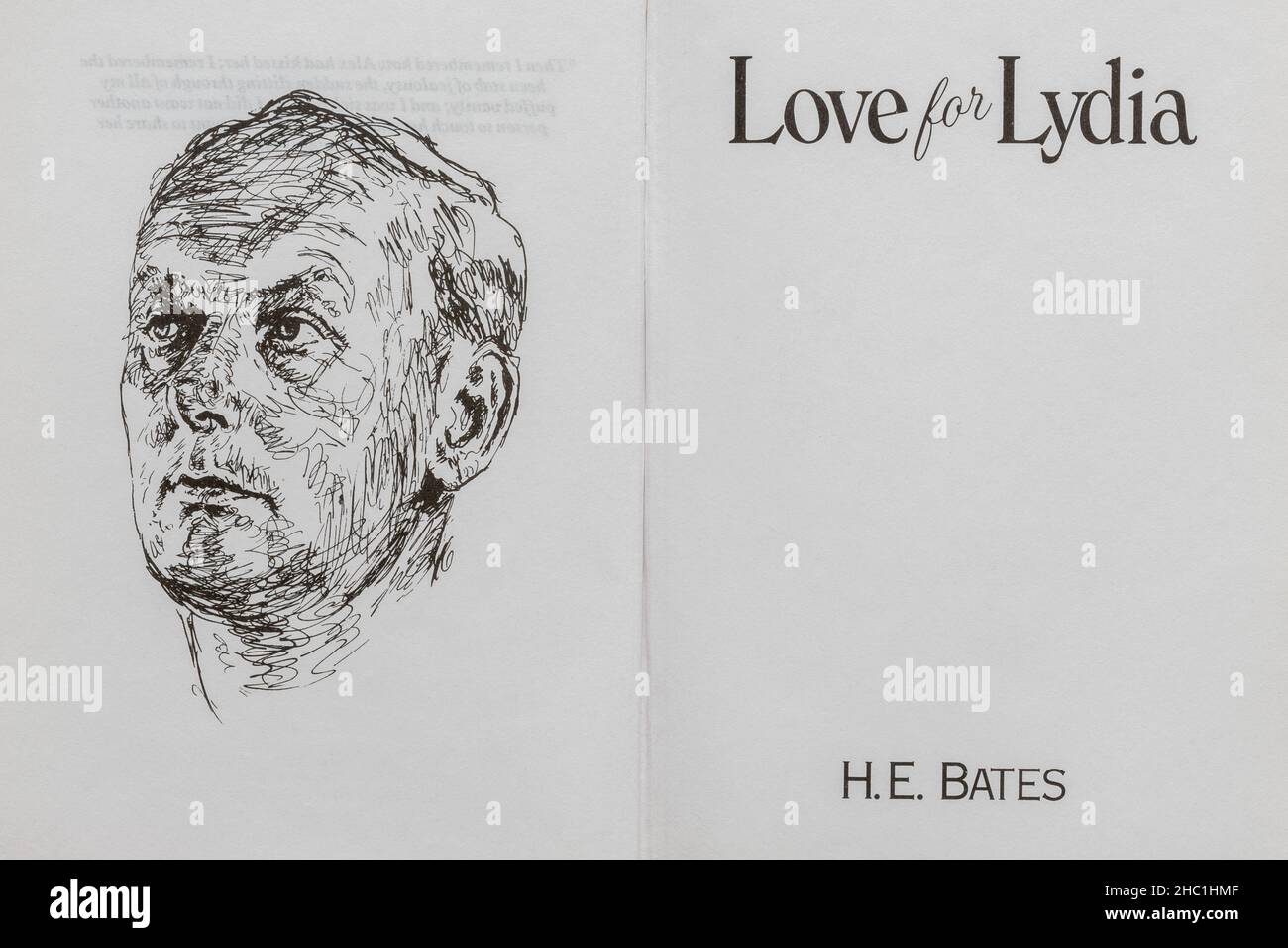 Libro Love for Lydia - romanzo classico di H.E. Bates. Pagina del titolo e disegno dell'autore. Foto Stock